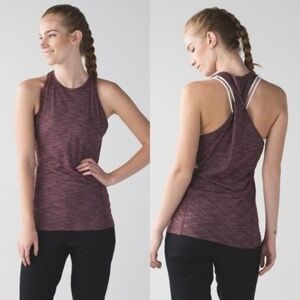 LULULEMON Heather Burgundy Twist Back Athletic Workout Tank Top Size Medium